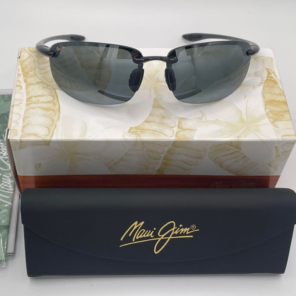 Maui Jim Ho'okipa 407-02 Gloss Black Frame - Grey Polarized Sunglasses